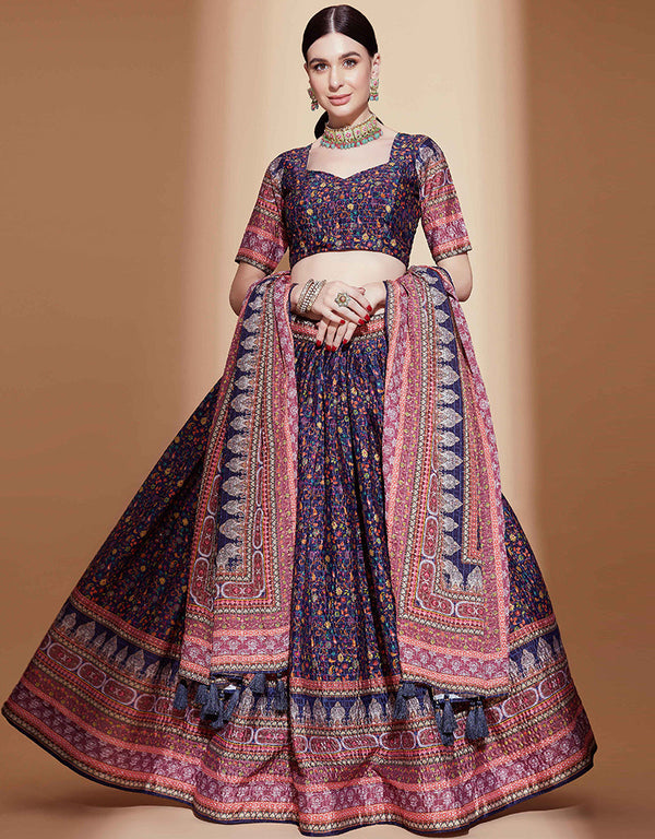 Party Wear Chinon Heavy Lehenga Choli Collection Purple Chinon Lehenga Choli Front View